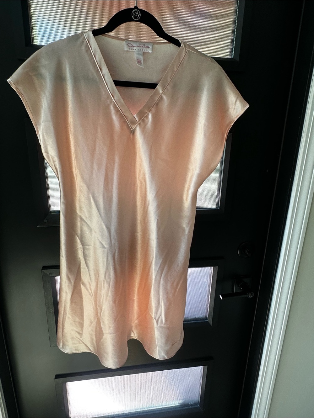 Oscar de la Renta Cream Satin V-Neck Tunic